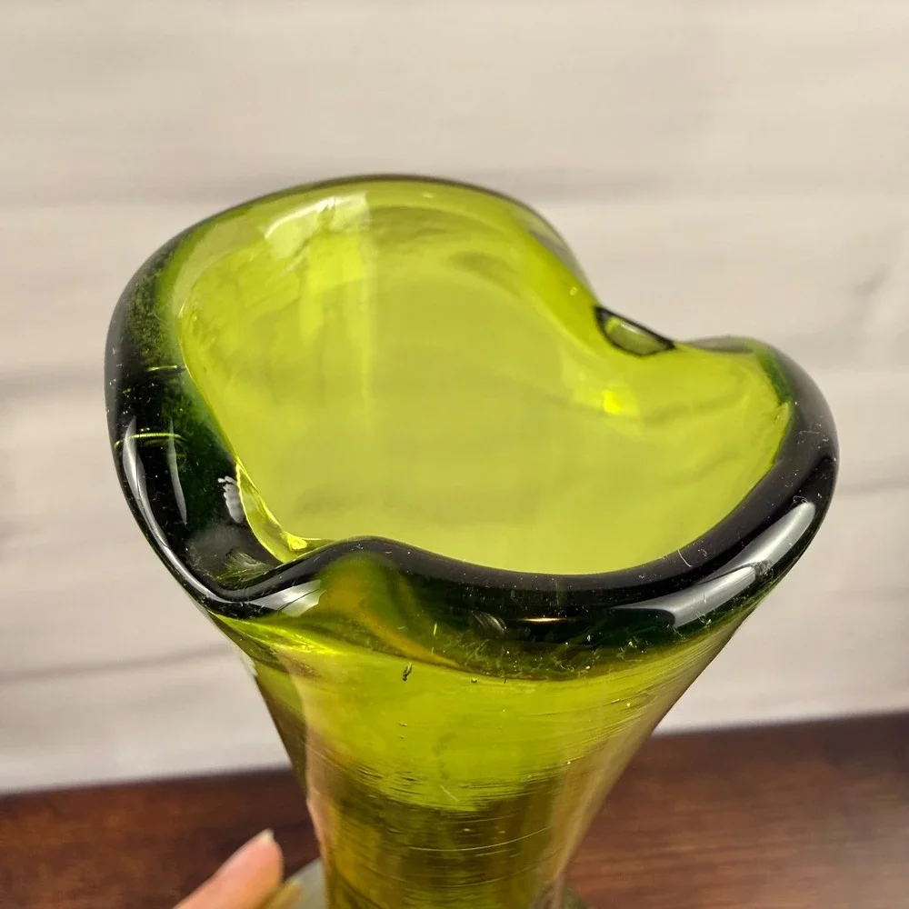 Blenko 64D Olive Green Glass Vase Joel Myers Mid Century